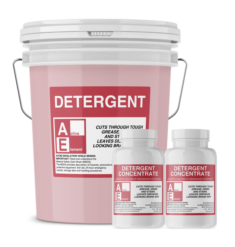 Commercial Dishwasher Detergent, Makes one 5gallon pail Active Element