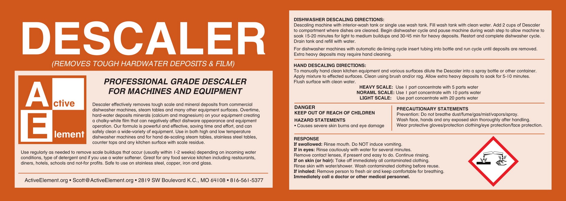 Descaler (1gallons), Commercial Grade Delimer Active Element